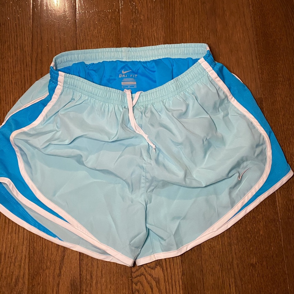 Nike dry fit mint and blue running shorts women’s